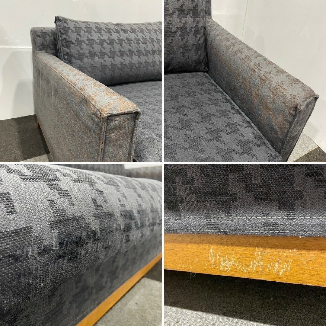 ACTUS - ACTUS ファブリック ソファ 千鳥柄 3人掛け 家具 ACTUS - ACTUS ファブリック ソファ 千鳥柄 3人掛け 家具