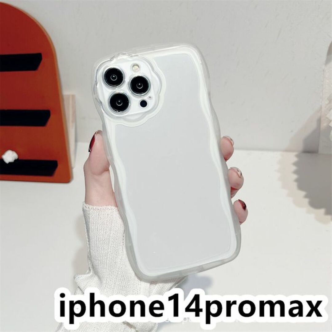 iphone14promaxケース 透明 波型花 耐衝撃ホワイト102の通販 by iphone14promaxケース 透明 波型花 耐衝撃ホワイト102の通販 by