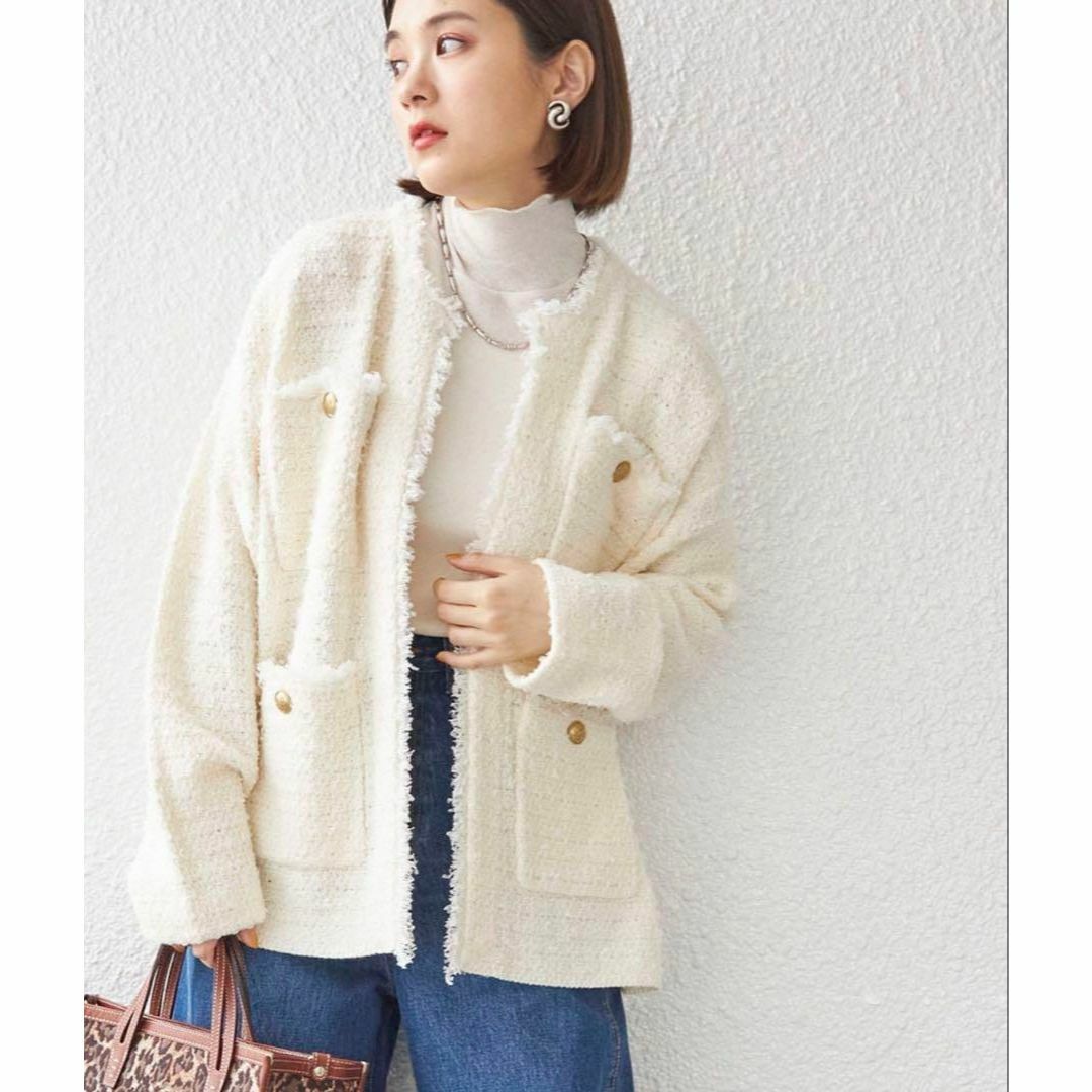完売希少 極美品 23AW シップス ニットツイードクルーネック