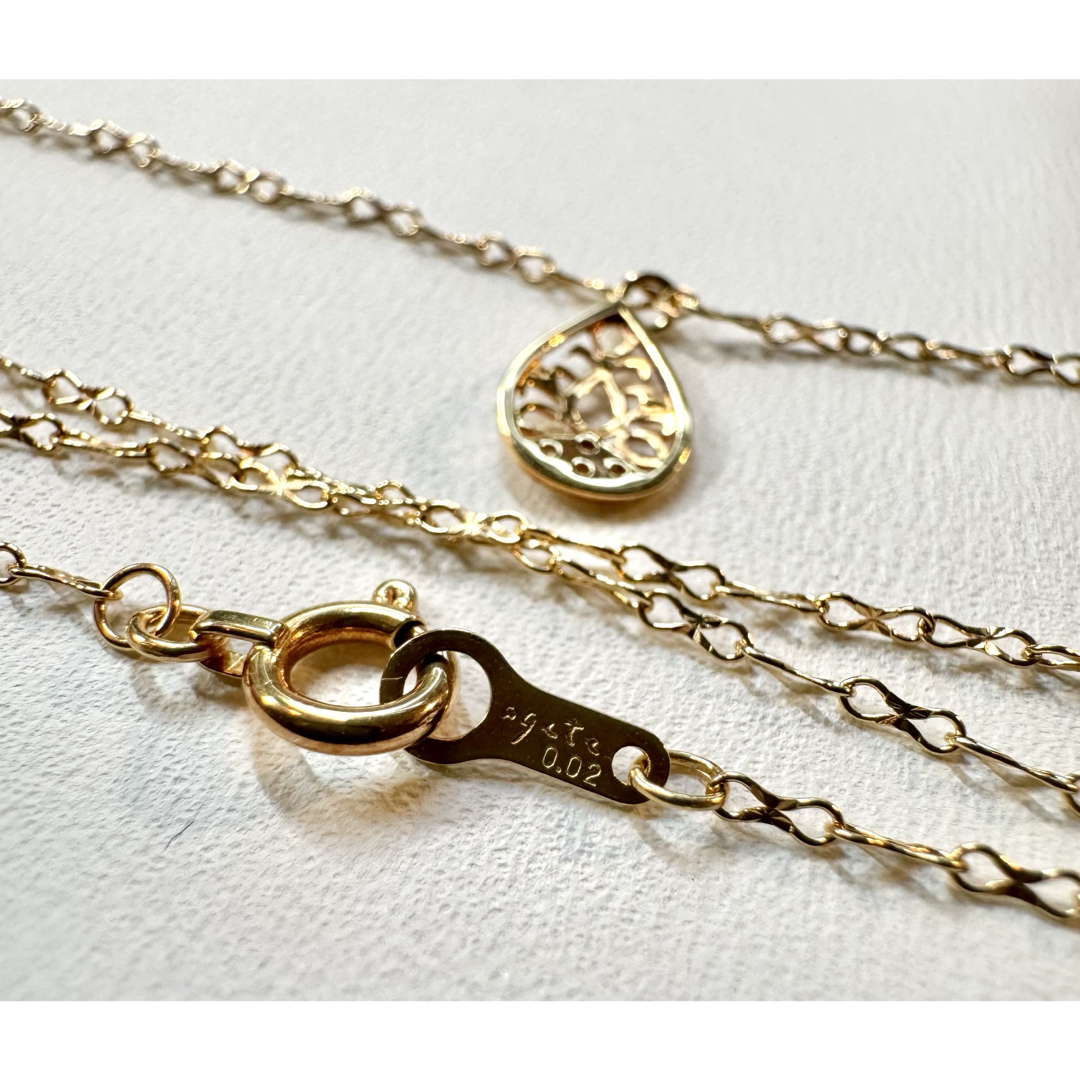 agete - agete◇K18YG*透かし模様ダイヤモンドネックレス*雫型 agete - agete◇K18YG*透かし模様ダイヤモンドネックレス*雫型
