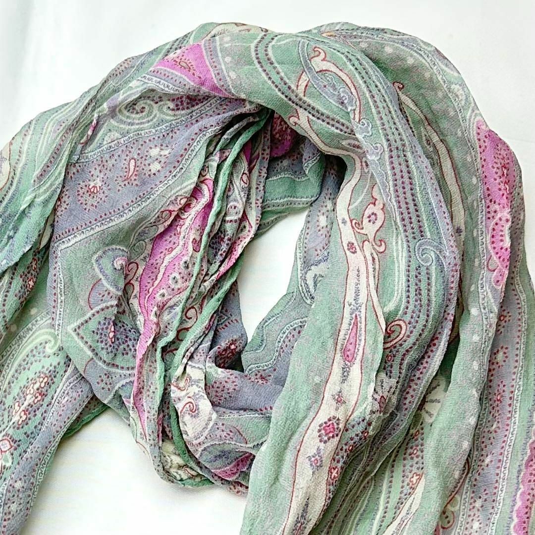 ETRO - 美品 ETRO シルク ペイズリー柄 ストール 透け感 ETRO - 美品 ETRO シルク ペイズリー柄 ストール 透け感