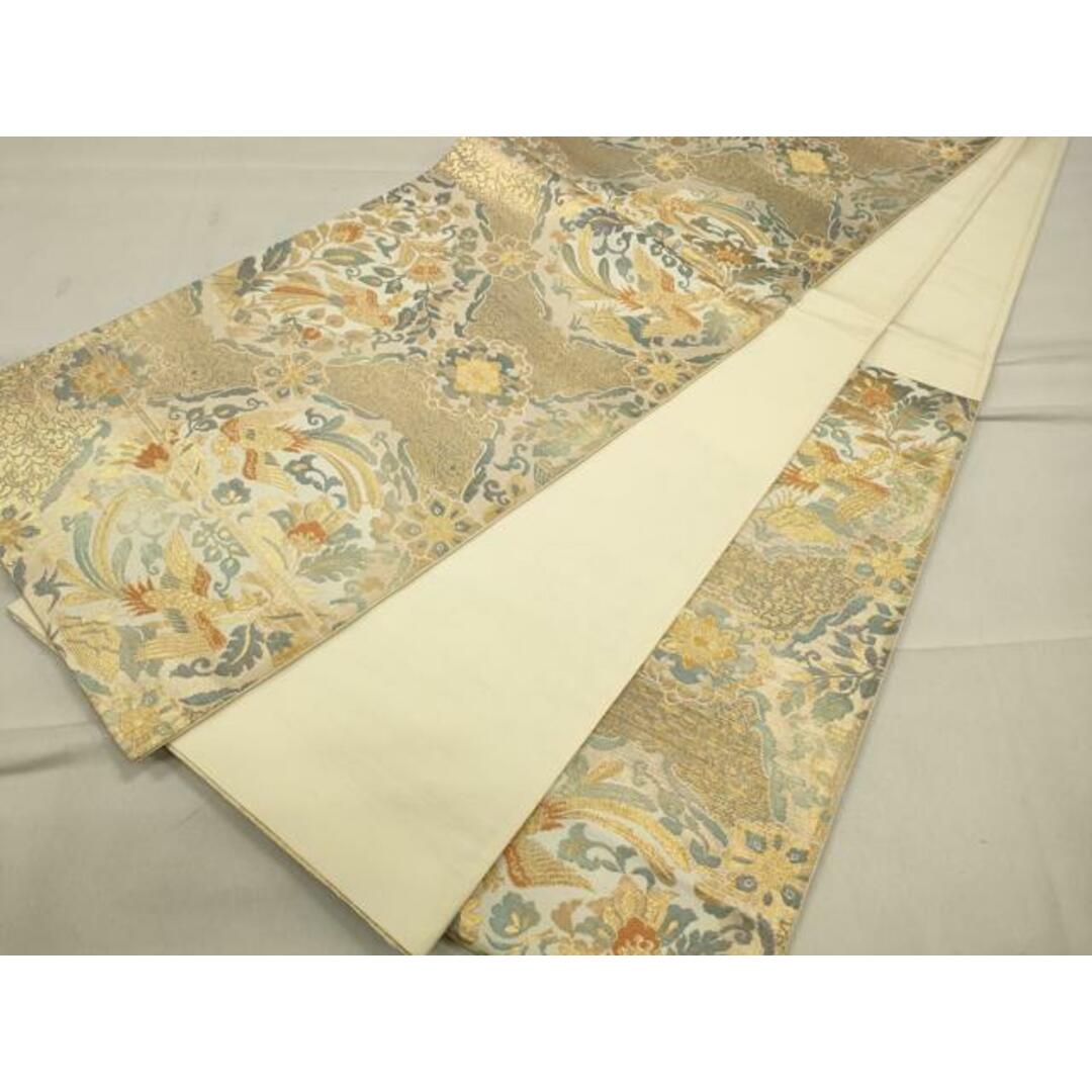 平和屋着物◎六通柄袋帯 花鳥文 金糸 正絹 逸品 CAAO4253qeの 平和屋着物◎六通柄袋帯 花鳥文 金糸 正絹 逸品 CAAO4253qeの
