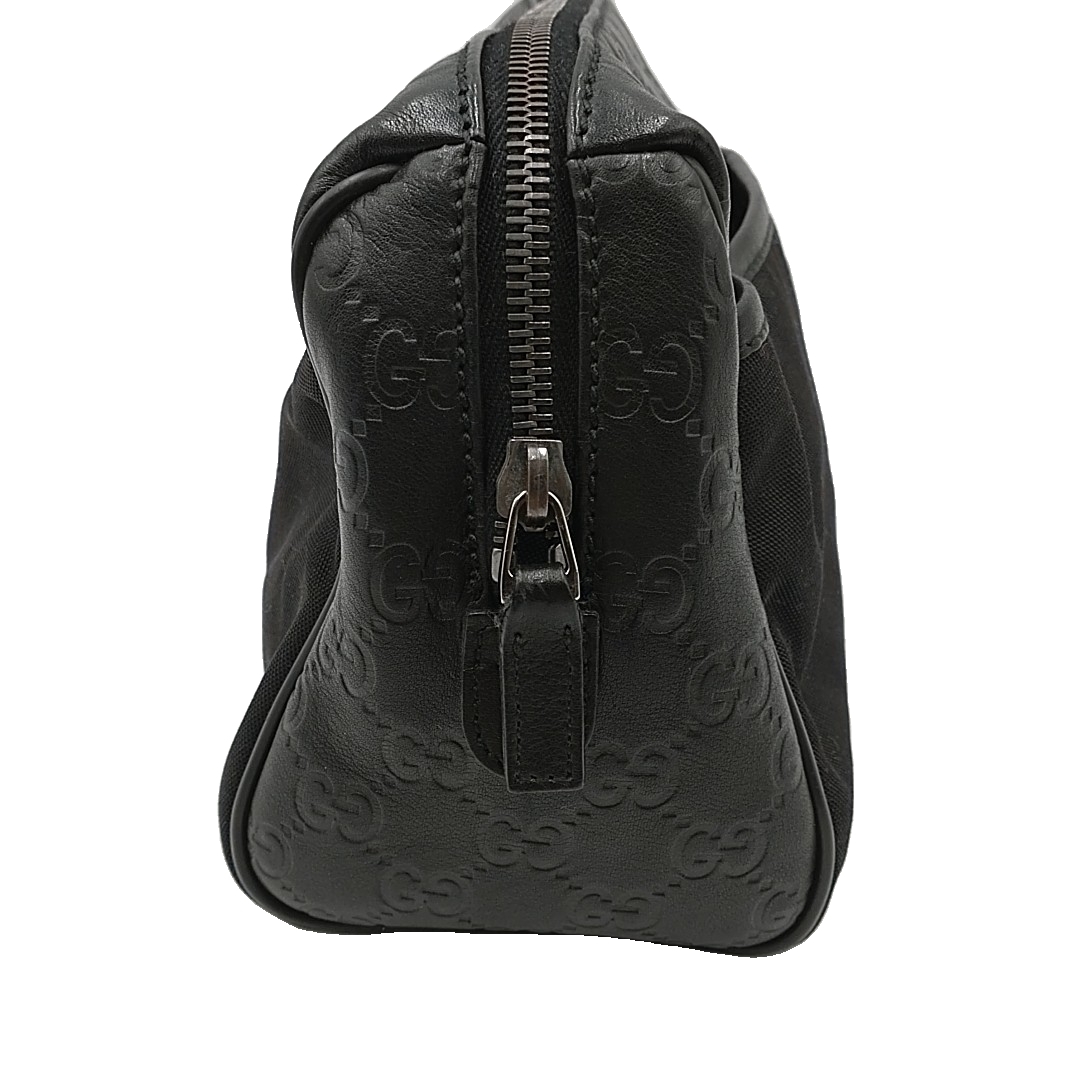 GUCCI - 【美品】GUCCI グッチ ポーチ シマ レザー ナイロン GUCCI - 【美品】GUCCI グッチ ポーチ シマ レザー ナイロン