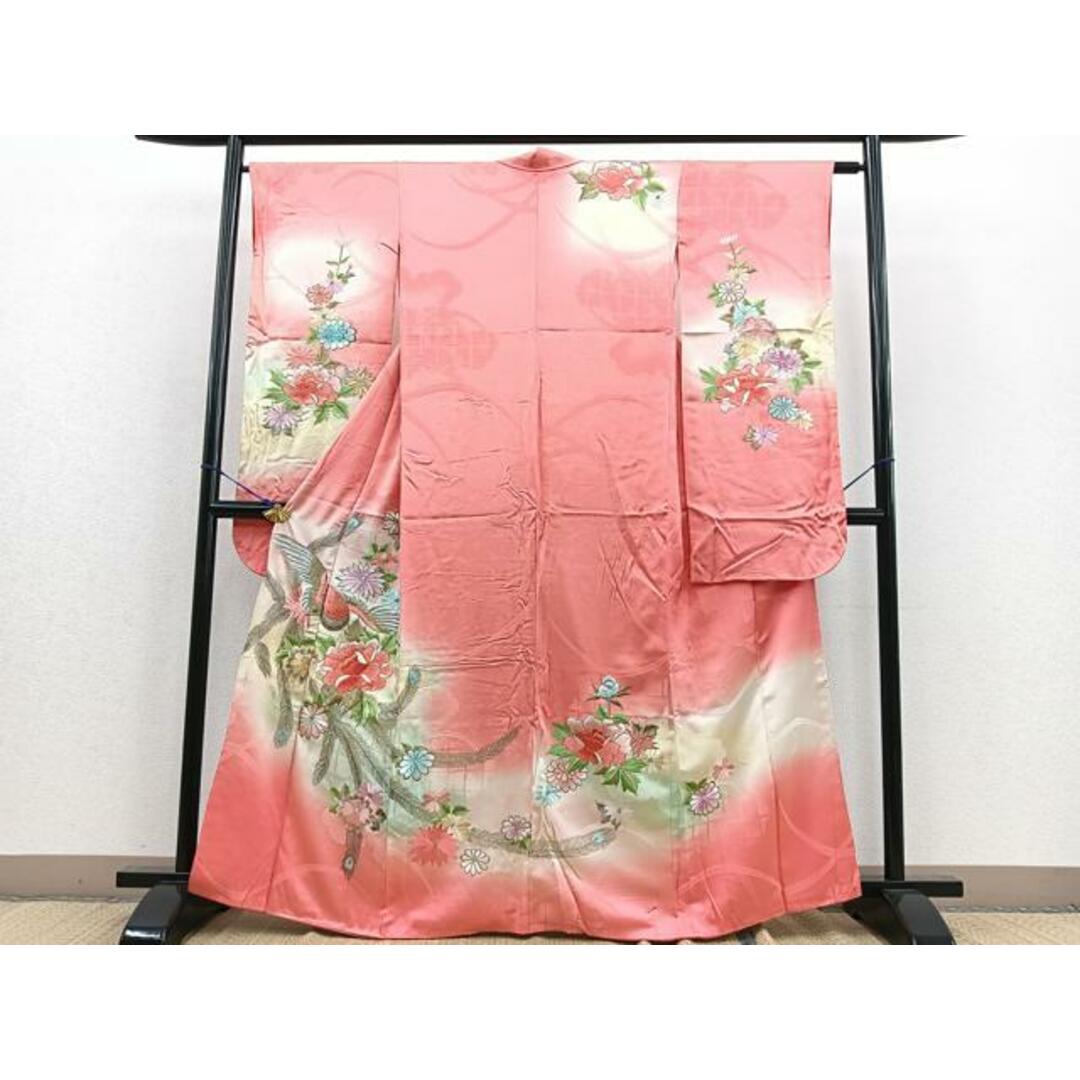 平和屋着物□豪華振袖 駒刺繍 鳳凰花文 暈し染め 金銀彩 正絹 平和屋着物□豪華振袖 駒刺繍 鳳凰花文 暈し染め 金銀彩 正絹