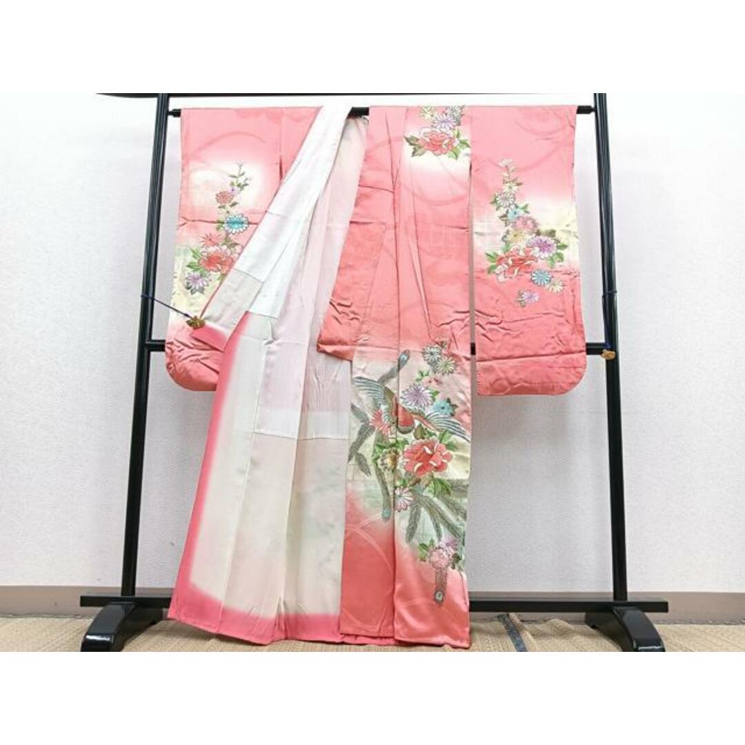 平和屋着物□豪華振袖 駒刺繍 鳳凰花文 暈し染め 金銀彩 正絹 平和屋着物□豪華振袖 駒刺繍 鳳凰花文 暈し染め 金銀彩 正絹