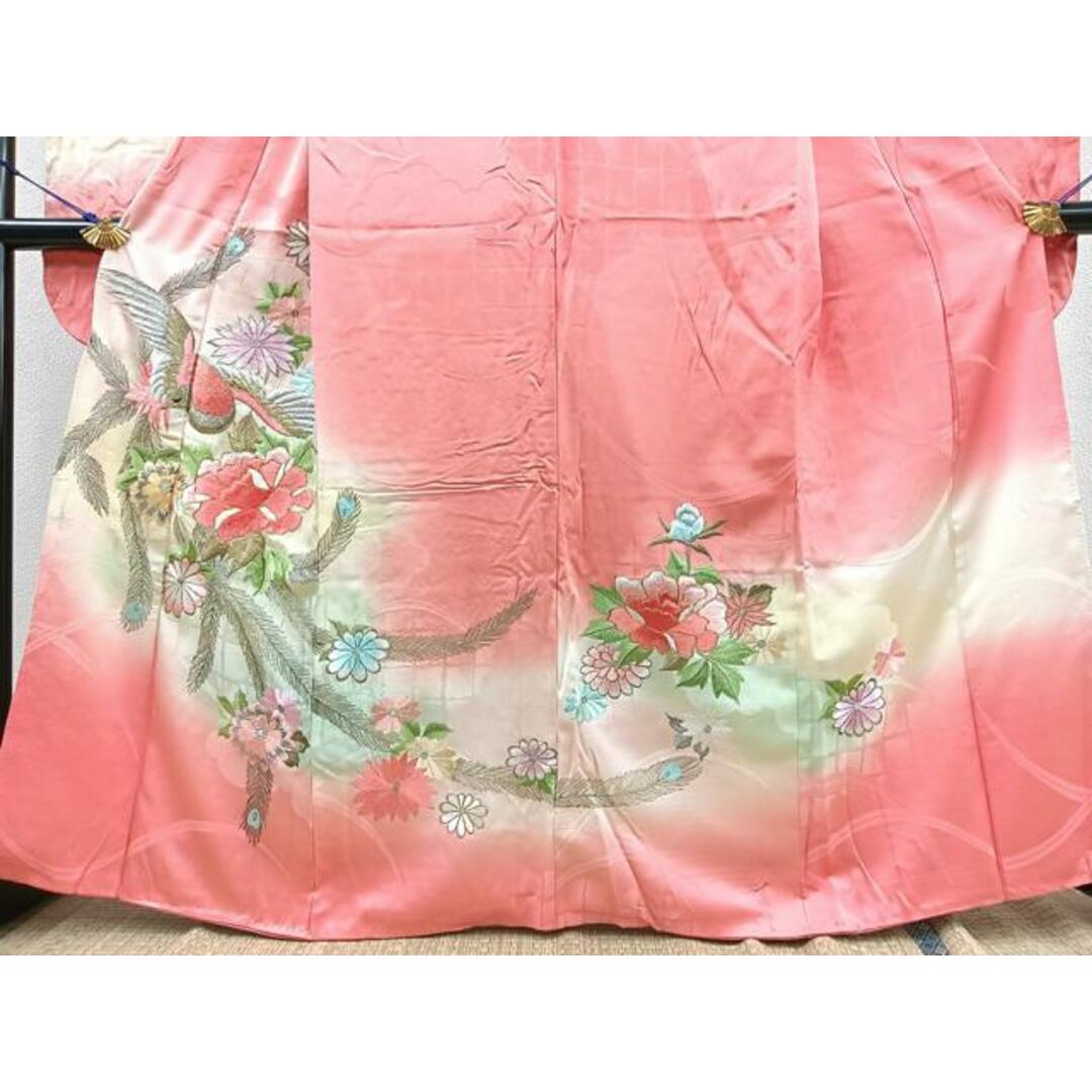 平和屋着物□豪華振袖 駒刺繍 鳳凰花文 暈し染め 金銀彩 正絹 平和屋着物□豪華振袖 駒刺繍 鳳凰花文 暈し染め 金銀彩 正絹