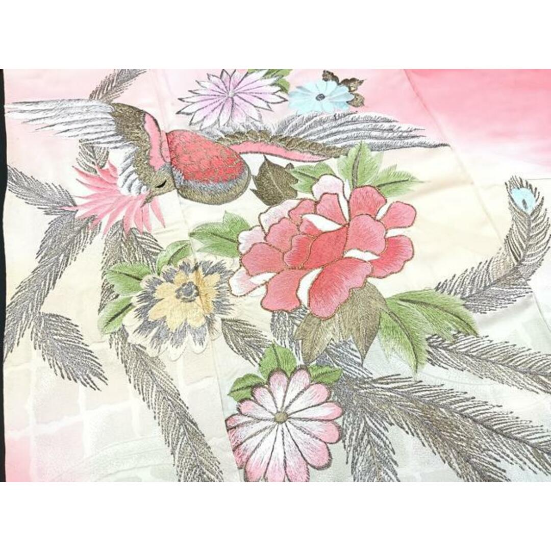平和屋着物□豪華振袖 駒刺繍 鳳凰花文 暈し染め 金銀彩 正絹 平和屋着物□豪華振袖 駒刺繍 鳳凰花文 暈し染め 金銀彩 正絹
