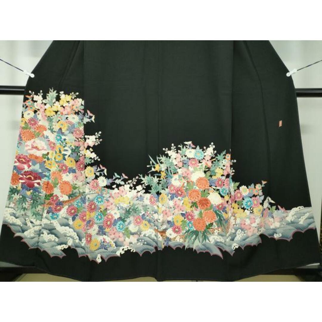 平和屋着物○本加賀友禅作家 西川健一 黒留袖 立波花舟 正絹 平和屋着物○本加賀友禅作家 西川健一 黒留袖 立波花舟 正絹