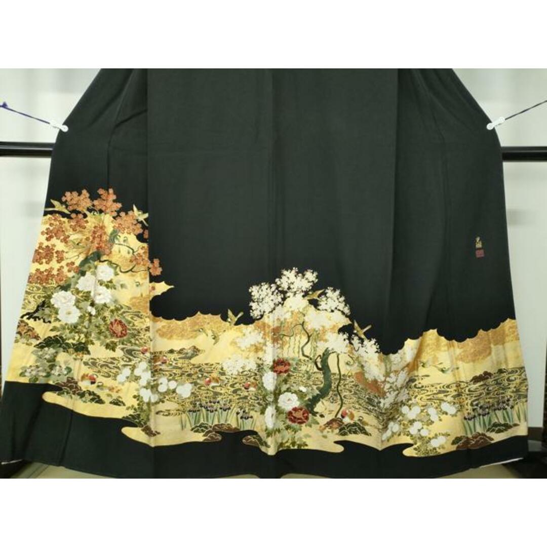 平和屋着物○松尾光琳 黒留袖 刺繍 琳派花鳥 金彩 正絹 逸品 平和屋着物○松尾光琳 黒留袖 刺繍 琳派花鳥 金彩 正絹 逸品