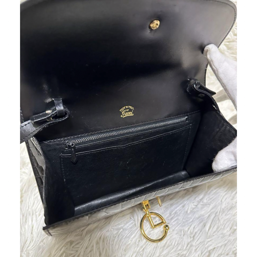 GUCCI - 希少 2way グッチ ロゴ クロコ レザー ショルダー GUCCI - 希少 2way グッチ ロゴ クロコ レザー ショルダー