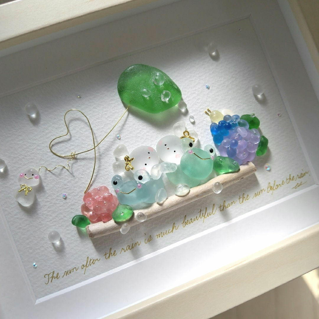 シーグラスアート『 雨のあとには』の通販 by carino's shop|ラクマ シーグラスアート『 雨のあとには』の通販 by carino's shop|ラクマ