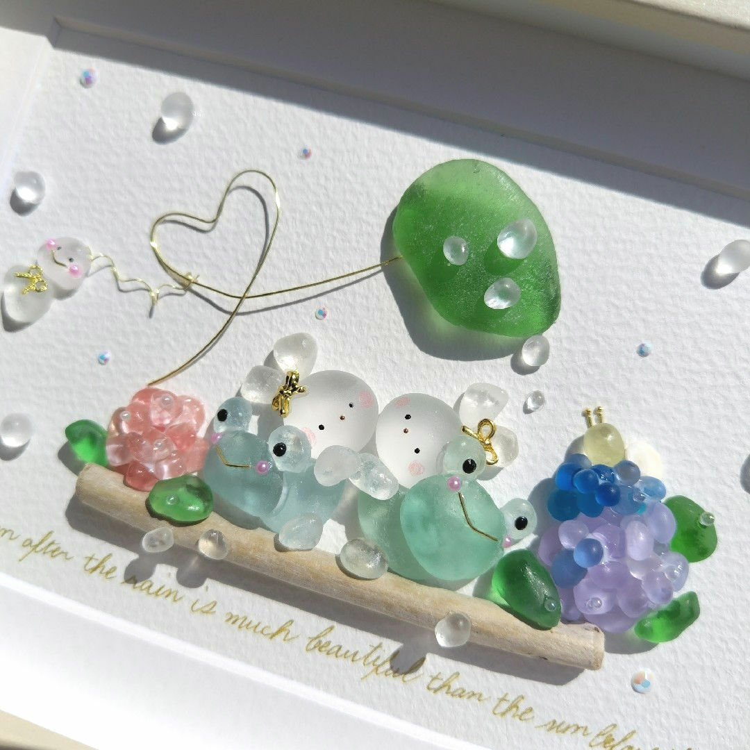 シーグラスアート『 雨のあとには』の通販 by carino's shop|ラクマ シーグラスアート『 雨のあとには』の通販 by carino's shop|ラクマ