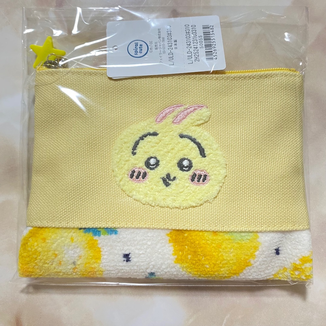 FEILER - ♡フェイラー×ちいかわ♡コラボ♡うさぎ レモンドット♡刺繍ポーチ♡黄色♡イエロー
