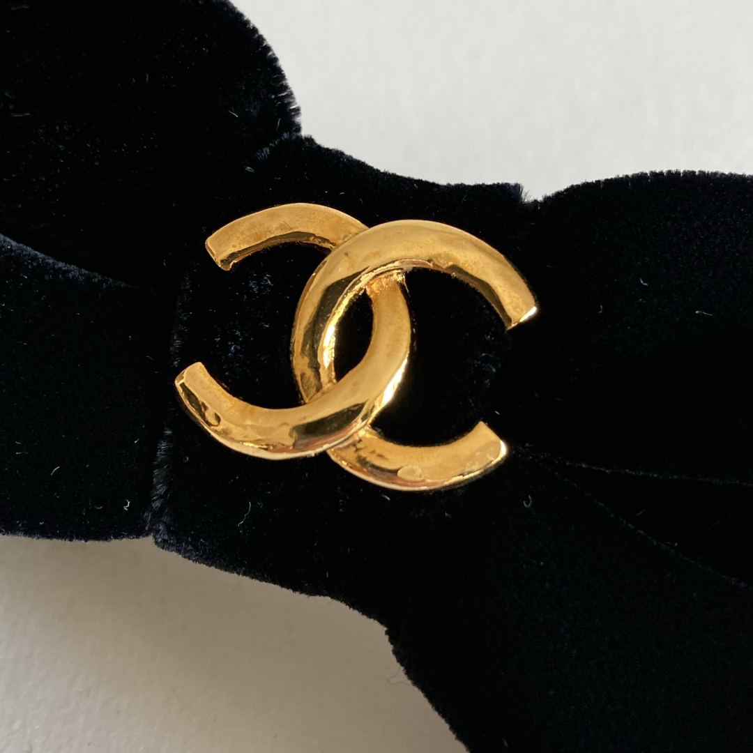 CHANEL - 極美品 90年代初期 CHANEL ヴィンテージ ベロア リボン CHANEL - 極美品 90年代初期 CHANEL ヴィンテージ ベロア リボン
