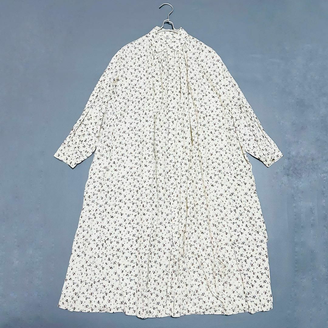 45R - 美品☆45R インドカディ森花プリントのくしゅくしゅドレス 45R - 美品☆45R インドカディ森花プリントのくしゅくしゅドレス