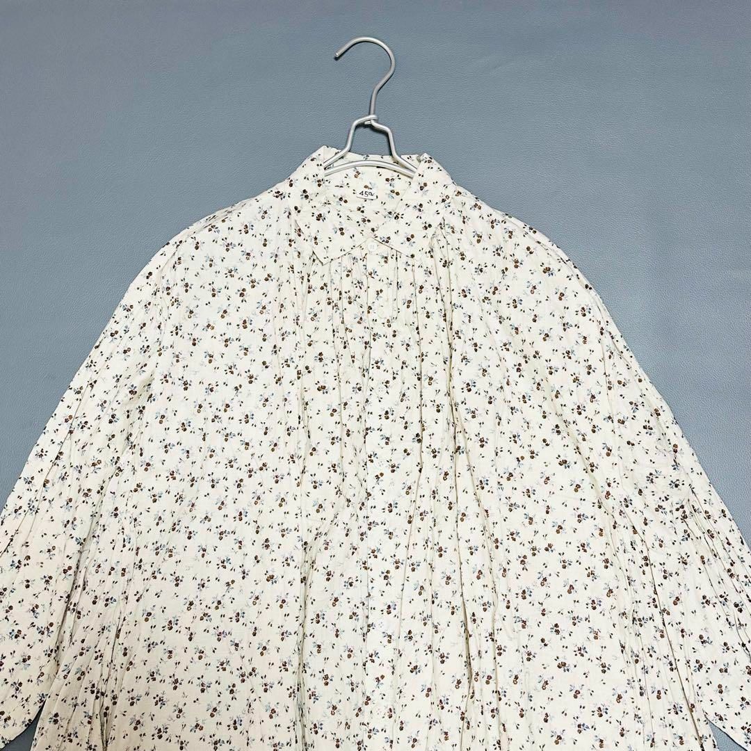45R - 美品☆45R インドカディ森花プリントのくしゅくしゅドレス 45R - 美品☆45R インドカディ森花プリントのくしゅくしゅドレス