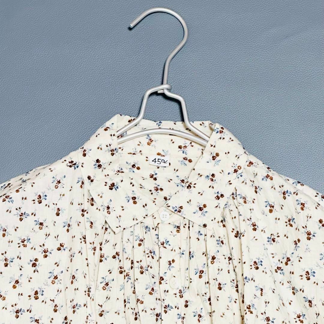 45R - 美品☆45R インドカディ森花プリントのくしゅくしゅドレス 45R - 美品☆45R インドカディ森花プリントのくしゅくしゅドレス