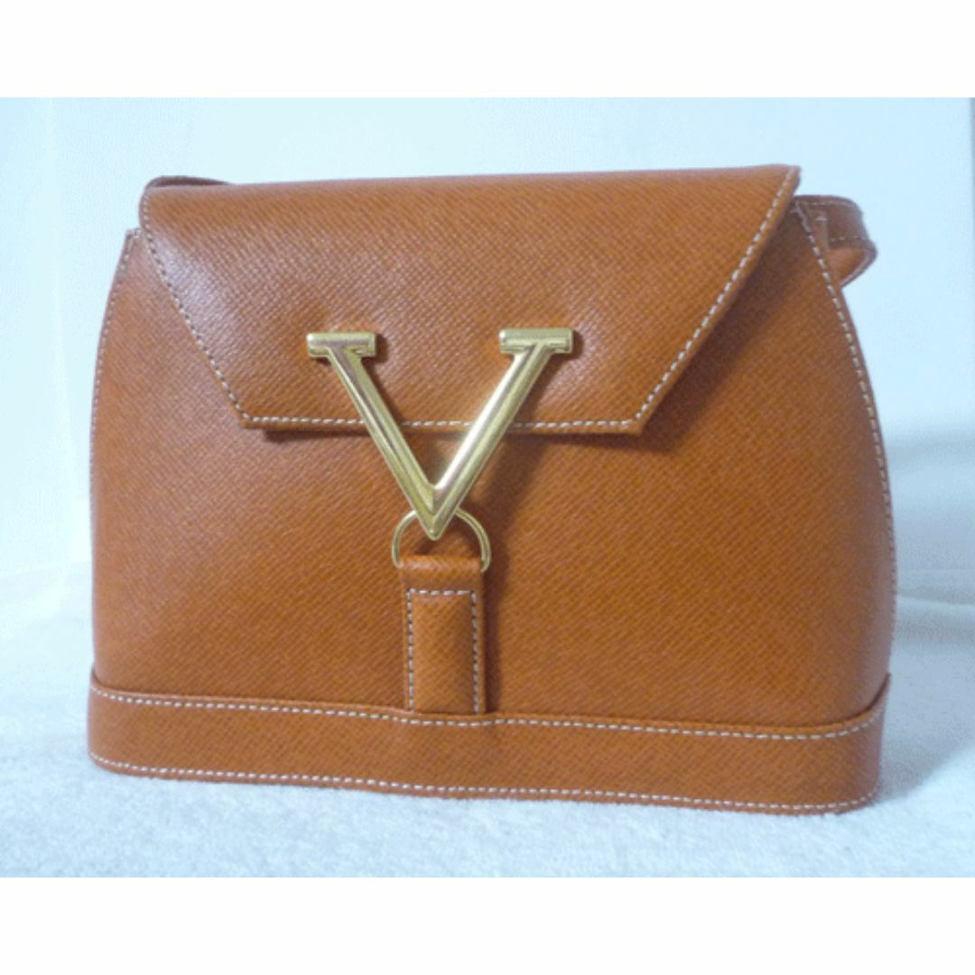 希少　美品　ヴァレンティノ　ブラウン　茶　Vロゴ金具　肩掛けショルダーバッグ
