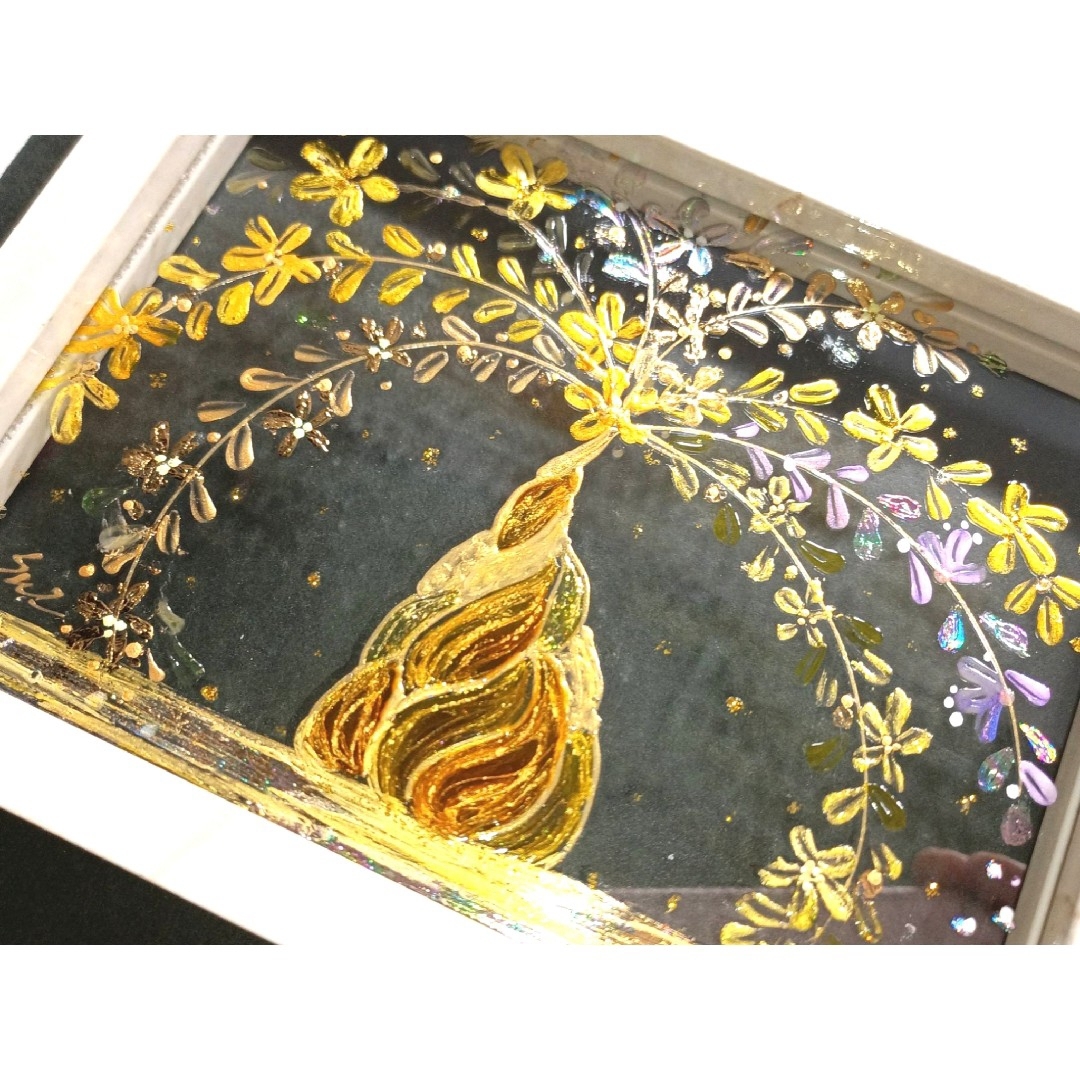 風水開運絵画*輝く幸せの招財樹〜花咲く光樹〜 金のなる木 花 風水開運絵画*輝く幸せの招財樹〜花咲く光樹〜 金のなる木 花
