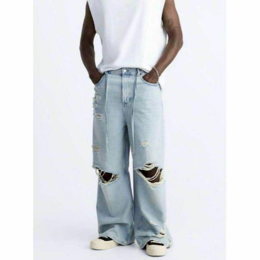 ZARA - ○中古 ZARA ダメージスーパーバギーデニム ブルー JP32 ZARA - ○中古 ZARA ダメージスーパーバギーデニム ブルー JP32