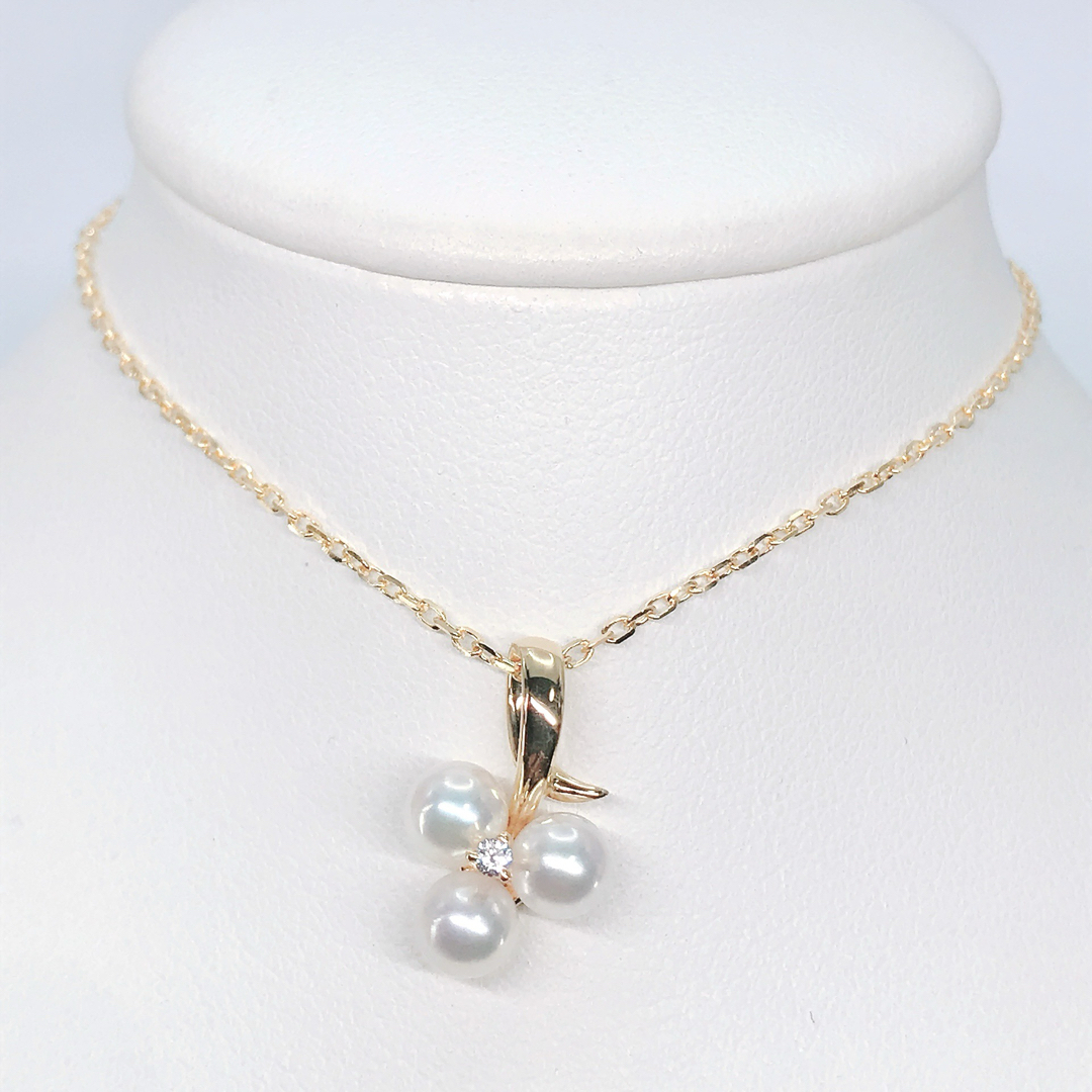 MIKIMOTO - ミキモト あこや真珠 ダイヤモンド ネックレス K18 MIKIMOTO - ミキモト あこや真珠 ダイヤモンド ネックレス K18