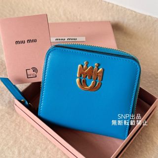 MIU MIU - miumiu マテラッセ クリスタル ピンク 二つ折 財布 の MIU MIU - miumiu マテラッセ クリスタル ピンク 二つ折 財布 の