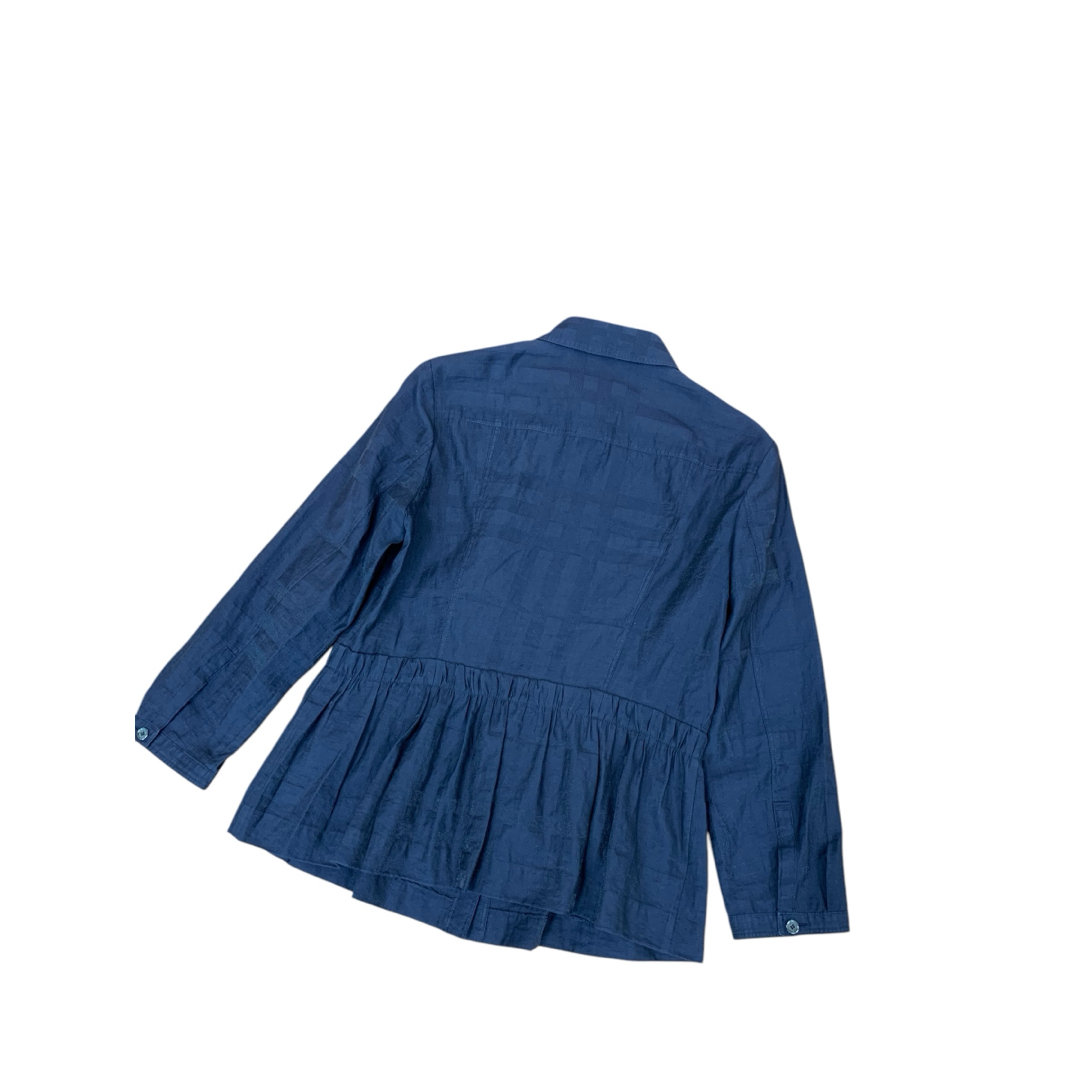 BURBERRY(バーバリー)のバーバリーロンドン シャツ ブラウス チェック ギャザー 濃紺 日本製 レディースのトップス(シャツ/ブラウス(長袖/七分))の商品写真