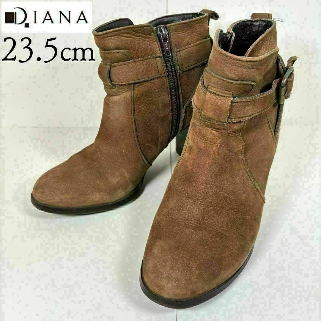 DIANA - DIANA ダイアナ 23.5 ベルト ショートブーツ 茶 レザー DIANA - DIANA ダイアナ 23.5 ベルト ショートブーツ 茶 レザー