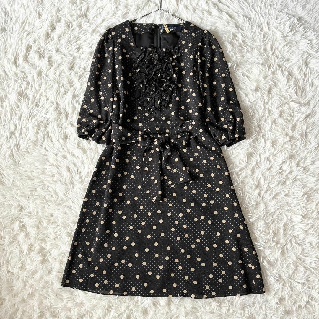 M'S GRACY - ㉚美品☆40☆エムズグレイシー 胸元フリル 腰リボン M'S GRACY - ㉚美品☆40☆エムズグレイシー 胸元フリル 腰リボン