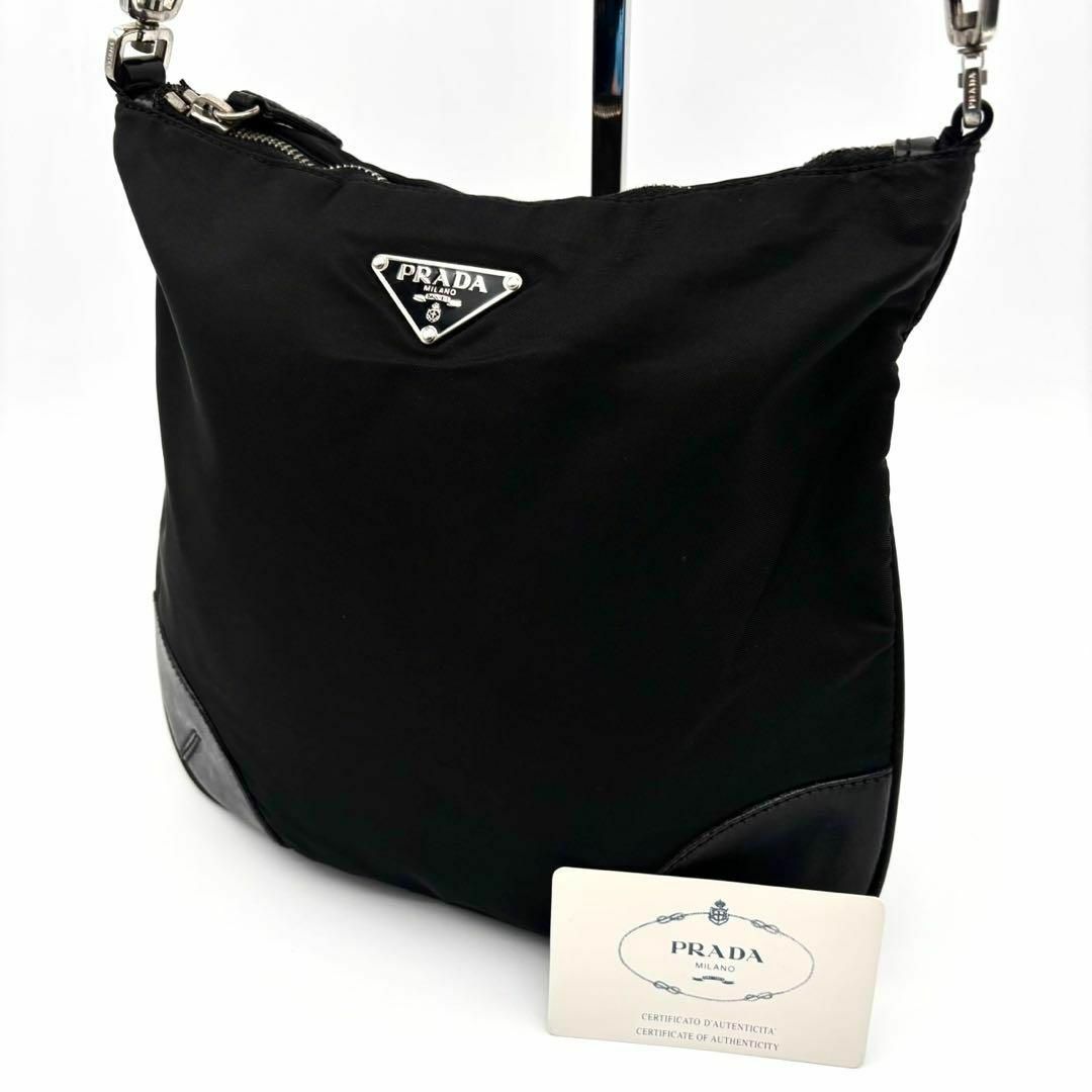 PRADA - プラダ ショルダーバッグ 三角ロゴ ナイロン ブラック PRADA - プラダ ショルダーバッグ 三角ロゴ ナイロン ブラック