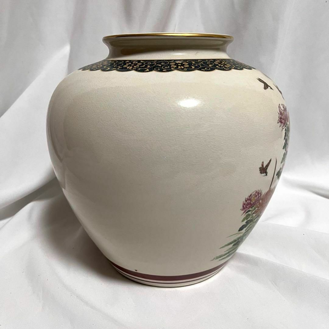 未使用 九谷焼 仙龍窯 花瓶 金彩 壺 壷 牡丹 菊 花鳥絵 花器 木 未使用 九谷焼 仙龍窯 花瓶 金彩 壺 壷 牡丹 菊 花鳥絵 花器 木
