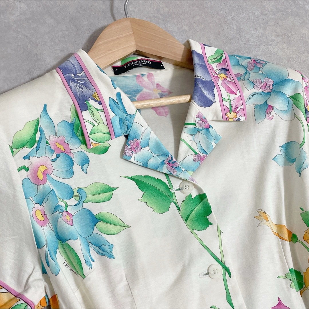 LEONARD - 美品 LEONARD レオナール シャツワンピース LEONARD - 美品 LEONARD レオナール シャツワンピース