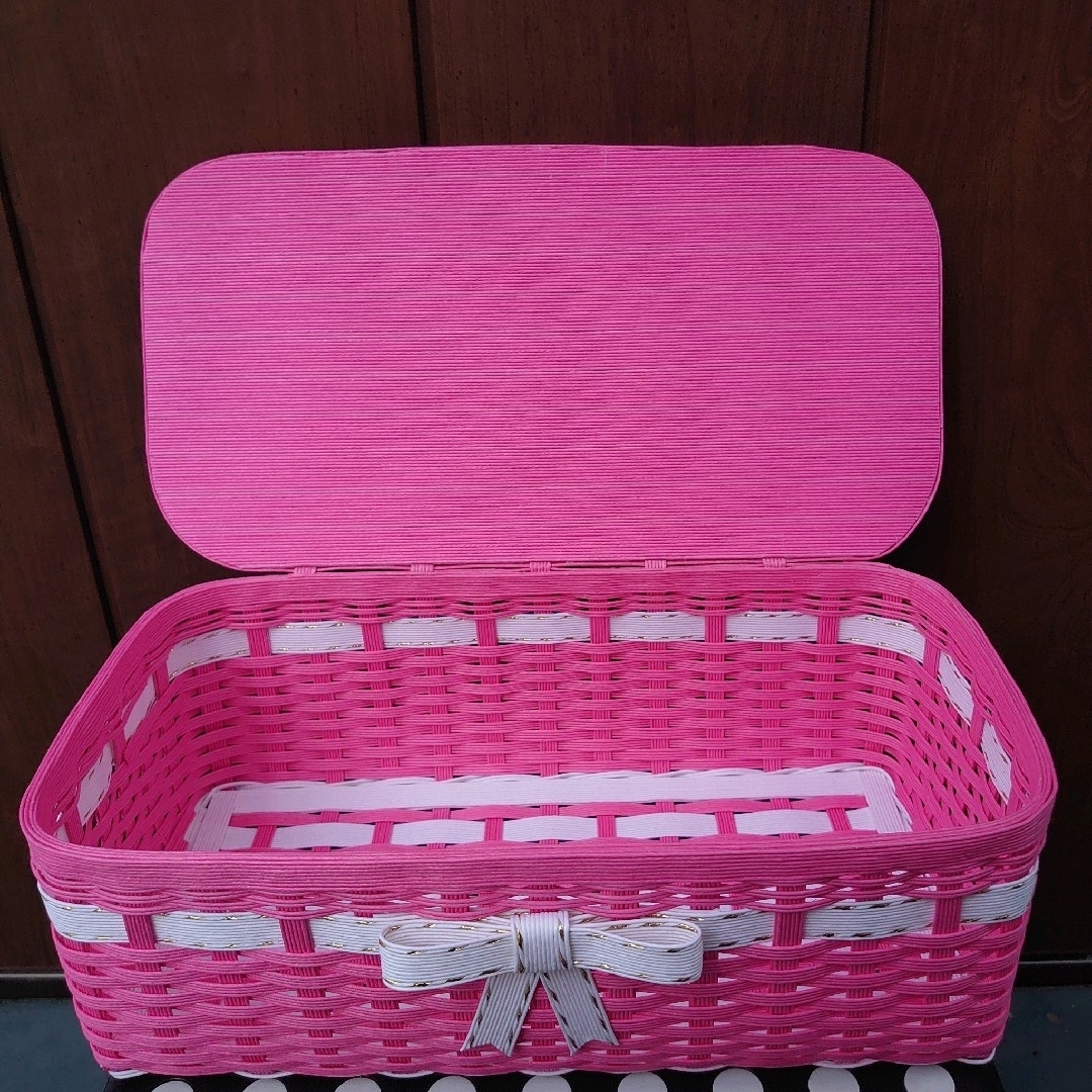 ふあぷう様専用②】リボン蓋付きかご(しばざくら) クラフト ふあぷう様専用②】リボン蓋付きかご(しばざくら) クラフト