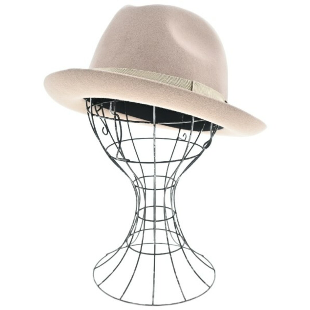 Borsalino - Borsalino ボルサリーノ ハット 58 ベージュ 【古着 Borsalino - Borsalino ボルサリーノ ハット 58 ベージュ 【古着