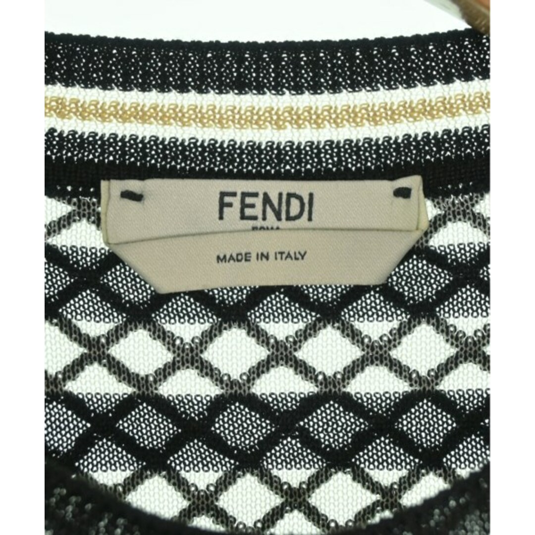 FENDI - FENDI フェンディ カーディガン 40(M位) 黒xベージュx FENDI - FENDI フェンディ カーディガン 40(M位) 黒xベージュx