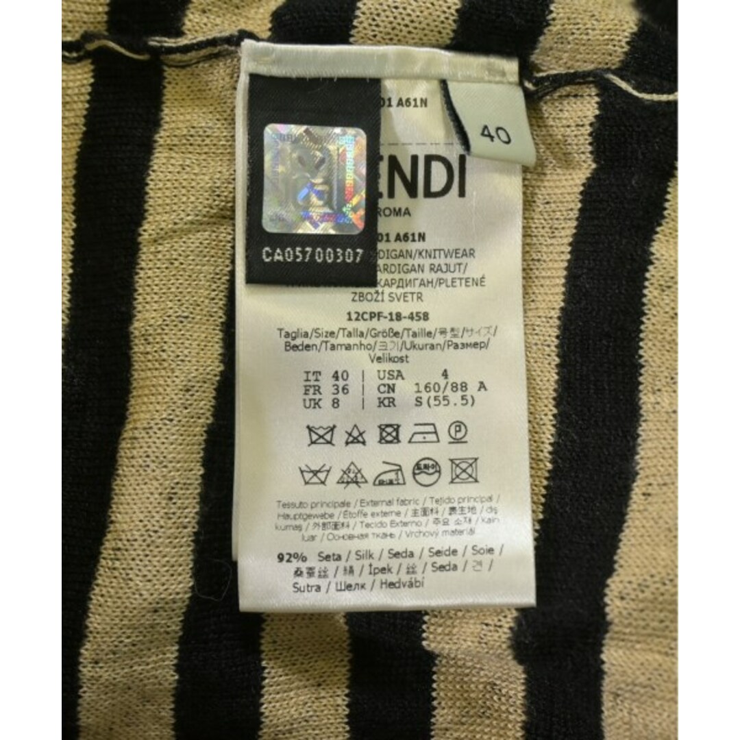 FENDI - FENDI フェンディ カーディガン 40(M位) 黒xベージュx FENDI - FENDI フェンディ カーディガン 40(M位) 黒xベージュx