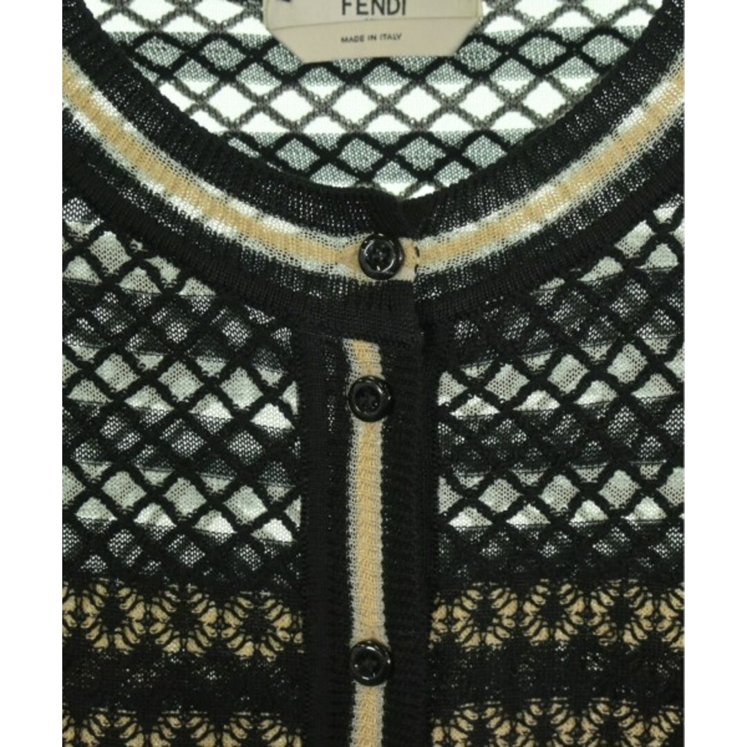 FENDI - FENDI フェンディ カーディガン 40(M位) 黒xベージュx FENDI - FENDI フェンディ カーディガン 40(M位) 黒xベージュx