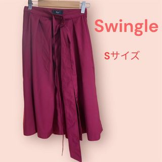 スウィングル(Swingle)のSwingle フレアスカート Sサイズ ボルドー系 春夏にも◎(ひざ丈スカート)