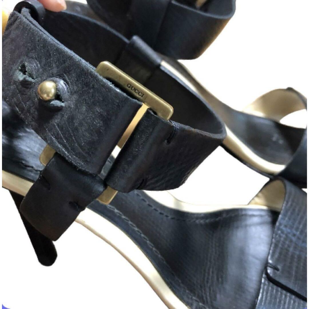 GUCCI - GUCCI ◇ グッチ サンダル ブラック アンクルストラップ GUCCI - GUCCI ◇ グッチ サンダル ブラック アンクルストラップ