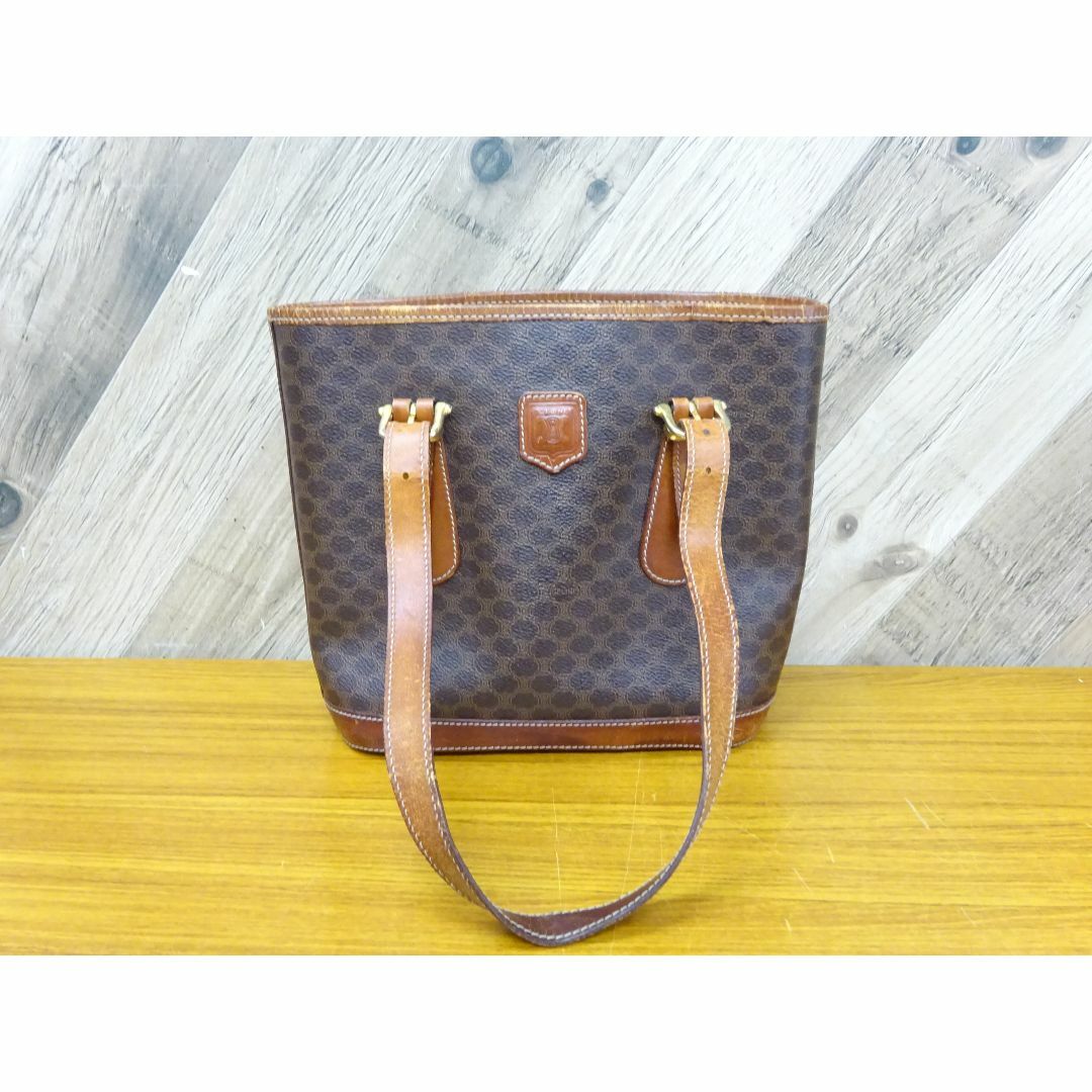 CELINE - 藤050/ CELINE セリーヌ マカダム PVC レザー トートバッグ