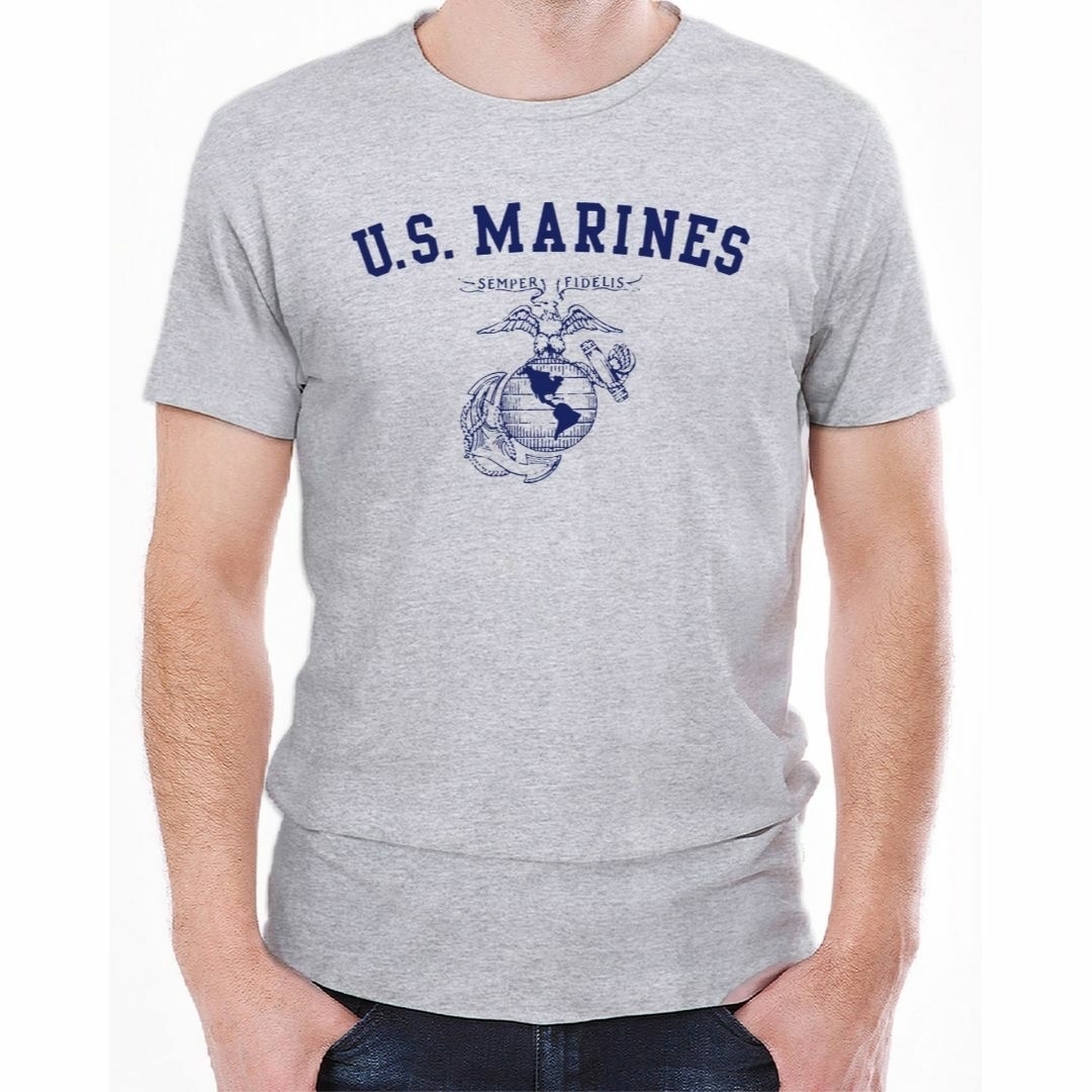 U.S.MARINES AR グレー-紺【XL 6oz TS】【SVC メンズのトップス(Tシャツ/カットソー(半袖/袖なし))の商品写真