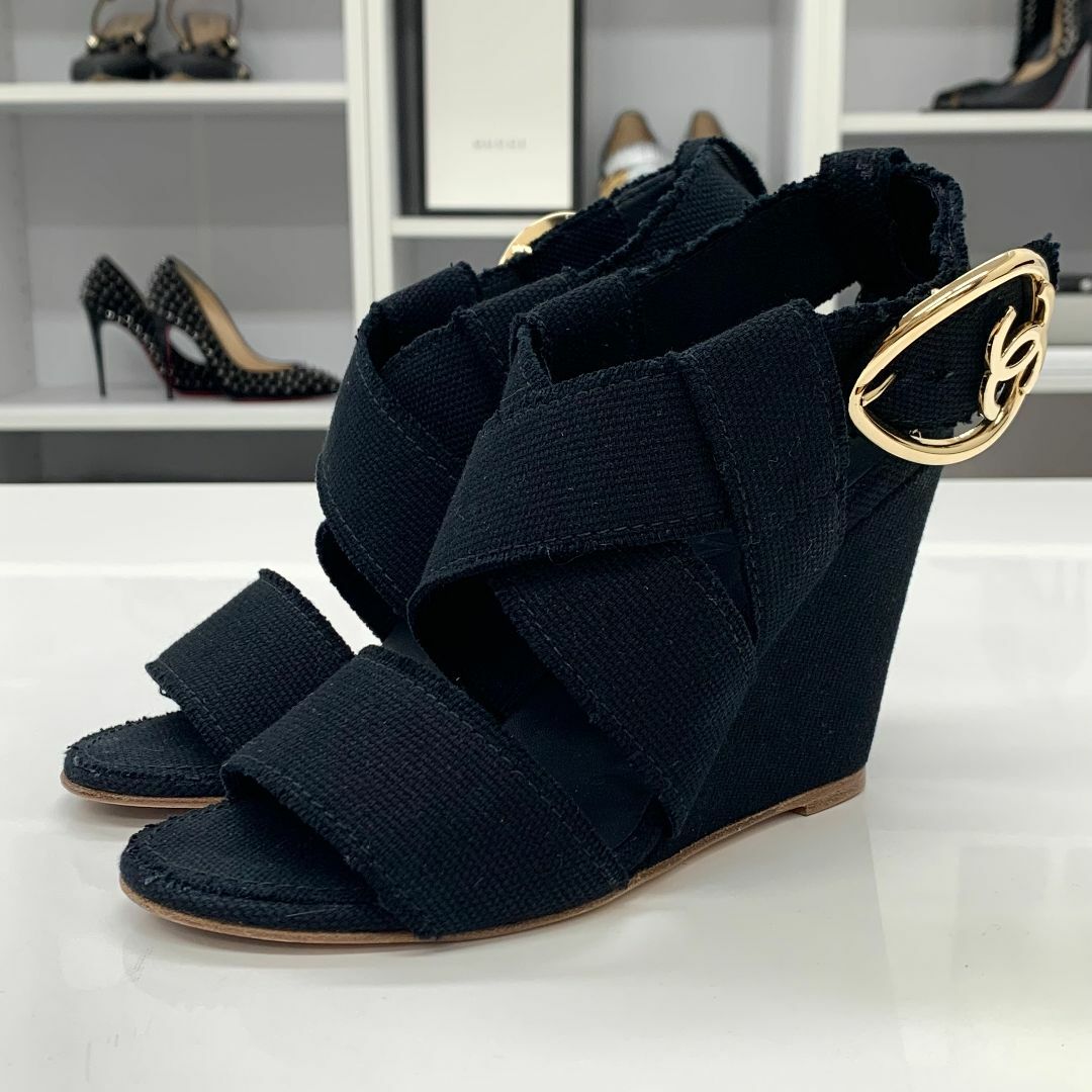 CHANEL - 7791 シャネル キャンバス ココマーク ウェッジソール CHANEL - 7791 シャネル キャンバス ココマーク ウェッジソール