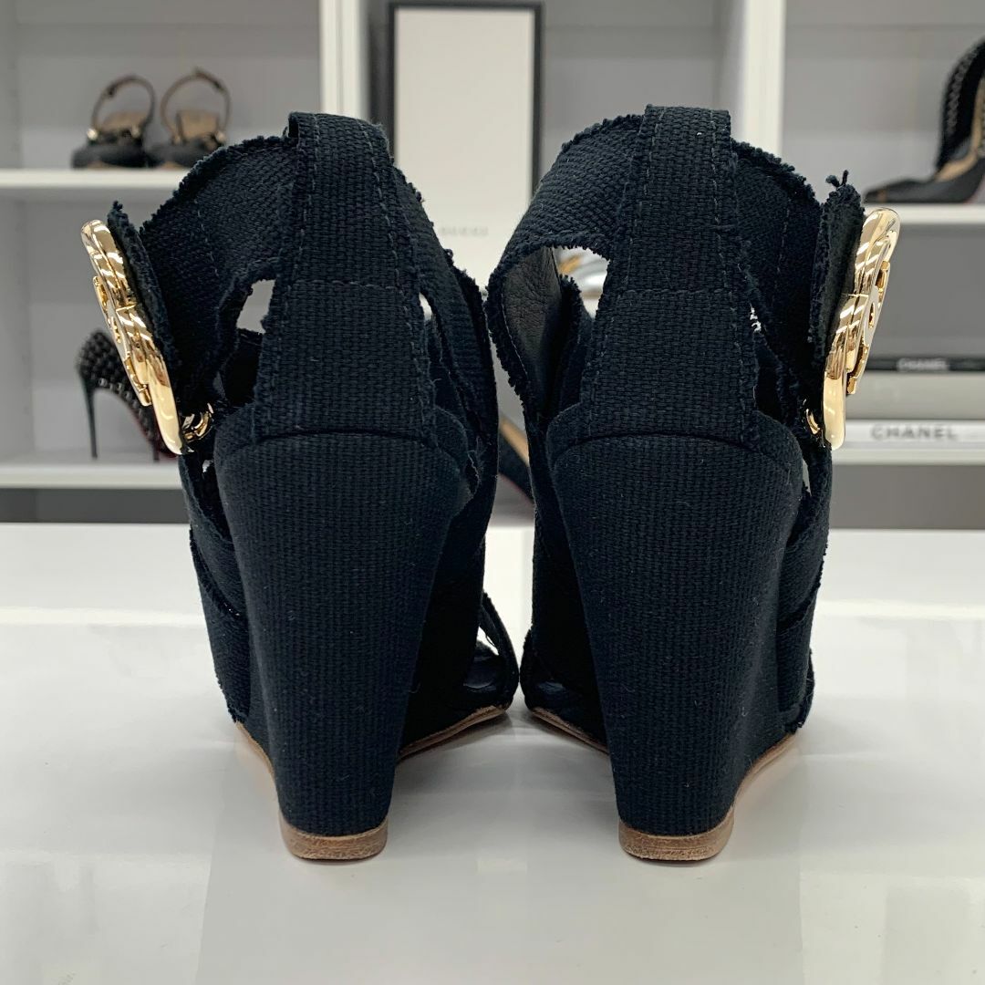 CHANEL - 7791 シャネル キャンバス ココマーク ウェッジソール CHANEL - 7791 シャネル キャンバス ココマーク ウェッジソール
