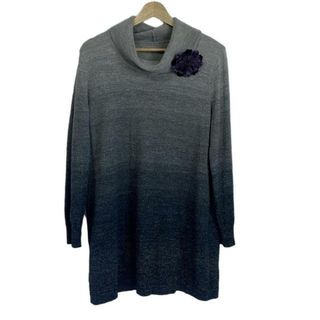 レリアン(leilian)のLeilian(レリアン) 長袖セーター サイズ13 L レディース美品  - ライトグレー×ダークグレー タートルネック/ロング丈/ラメ(ニット/セーター)