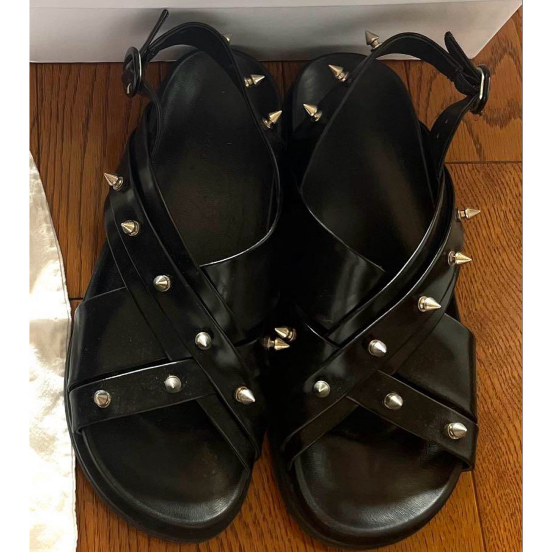 Simone Rocha - simone rocha スタッズ レザー ブラックサンダル Simone Rocha - simone rocha スタッズ レザー ブラックサンダル