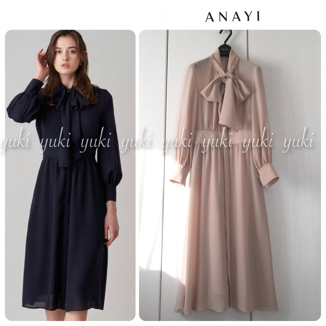 ANAYI - ANAYI シアードビー ボウタイワンピース の通販 by ゆき ANAYI - ANAYI シアードビー ボウタイワンピース の通販 by ゆき