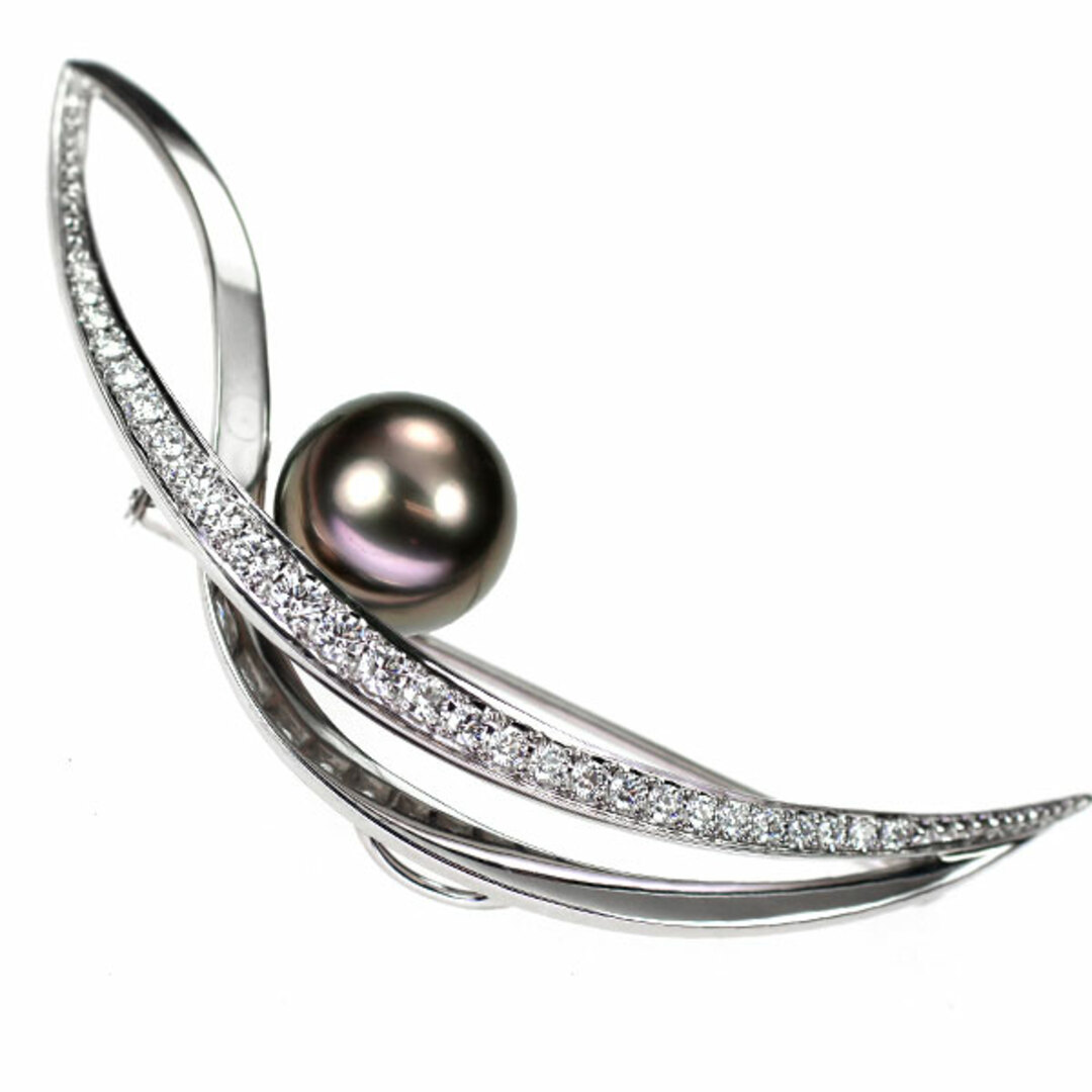 MIKIMOTO - ミキモト K18WG 黒蝶真珠 ダイヤモンド ブローチ 径 MIKIMOTO - ミキモト K18WG 黒蝶真珠 ダイヤモンド ブローチ 径