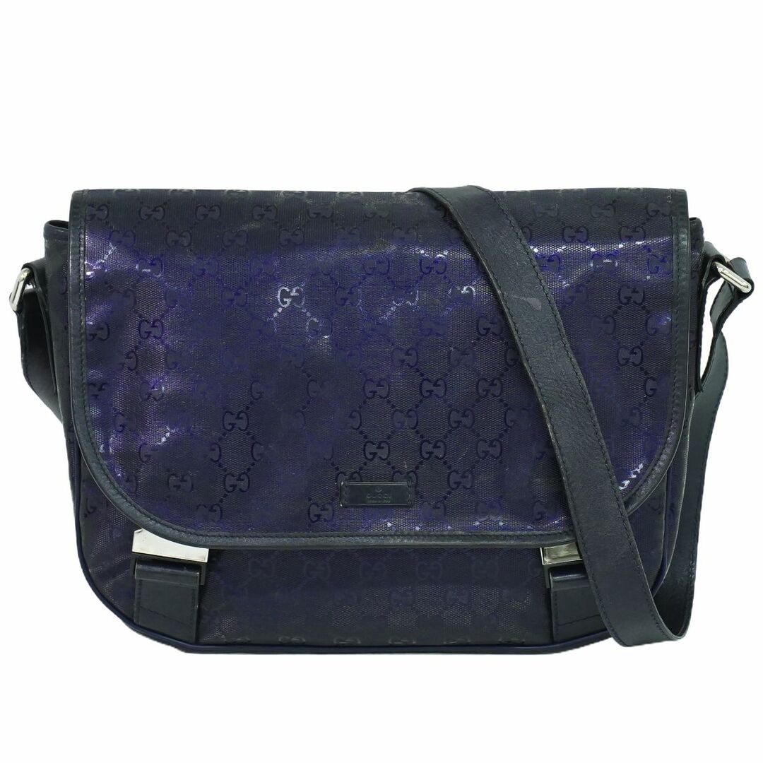 GUCCI - 本物 グッチ GUCCI GG インプリメ ショルダーバッグ ポシェット ネイビー 201732 バッグ 中古
