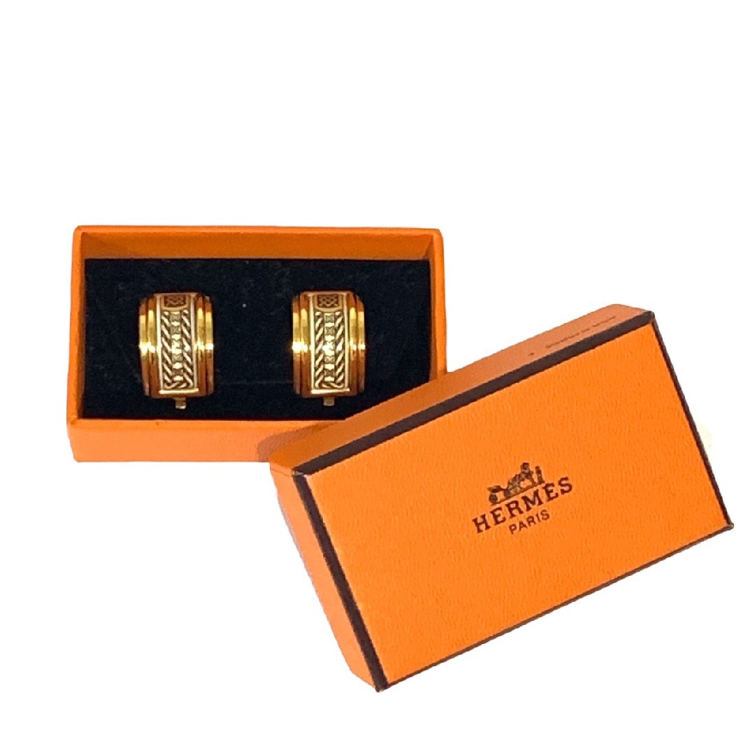HERMES - HERMES エルメス イヤリング エマイユ 七宝焼 クリップ HERMES - HERMES エルメス イヤリング エマイユ 七宝焼 クリップ