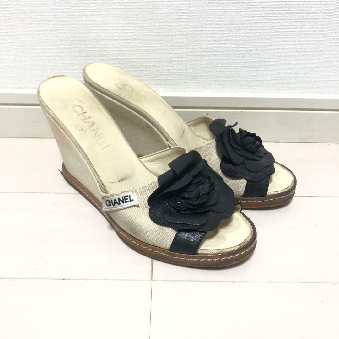 CHANEL - CHANEL ◇ シャネル 花 フラワー サンダル ウェッジ CHANEL - CHANEL ◇ シャネル 花 フラワー サンダル ウェッジ